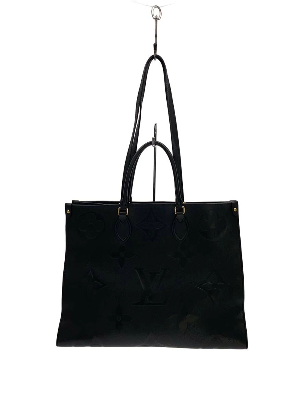 LOUIS VUITTON Tote Bag Leather Black All over